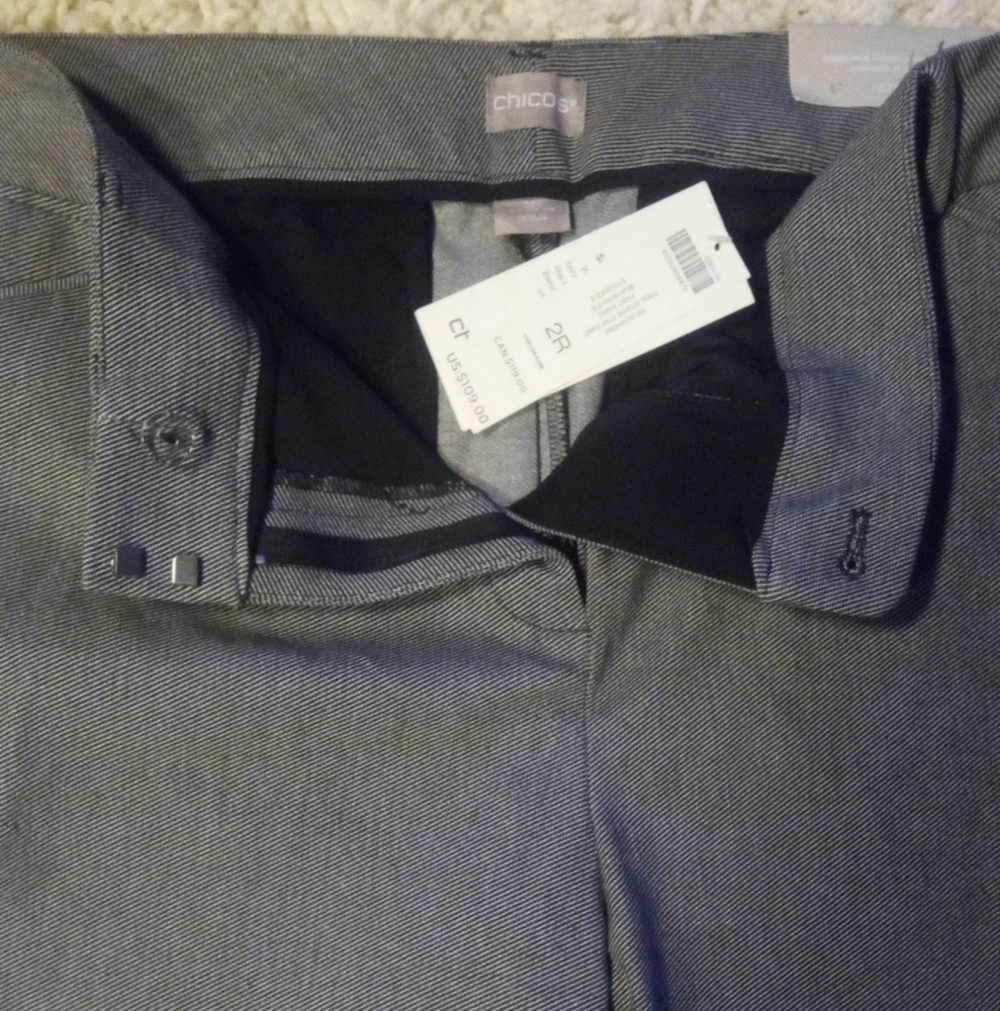 Chico's So Slimming Sophia Twill Striped Straight Leg Pants NWT Size 2 12 - Picture 11 of 14